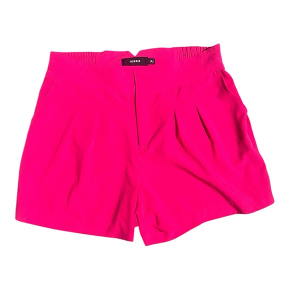 Torrid Pink Peacock Pull On Wide Leg Studio Crepe Short Size 16 - Picture 3 of 6